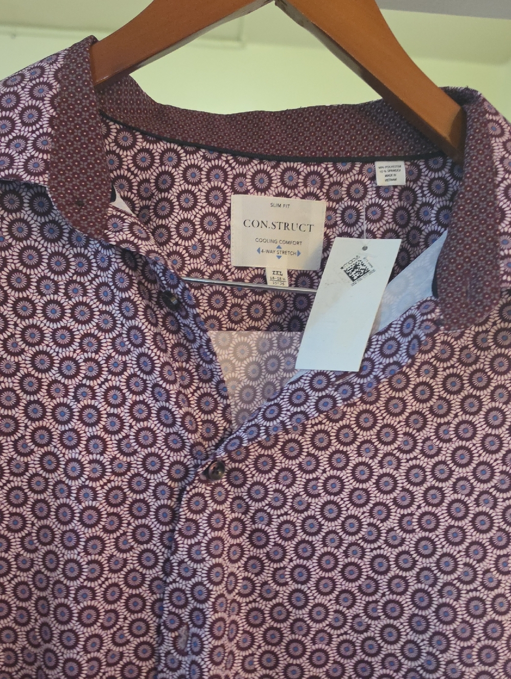 CON.STRUCT Men's Slim Purple Geometric Button-Down Shirt